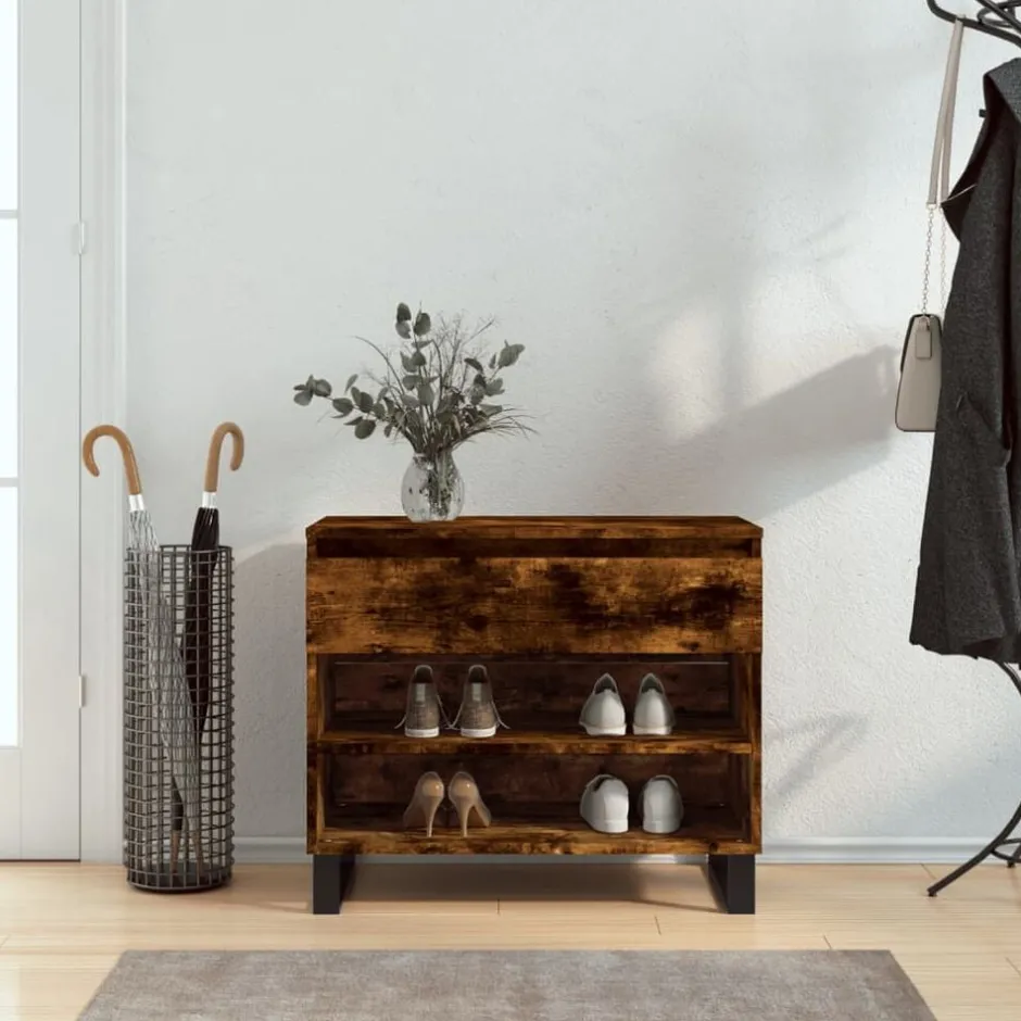 Discount vidaXL Skoställ 70x36x60 cm konstruerat trä Rökfärgad ek