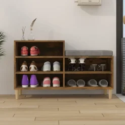 vidaXL Skoställ rökfärgad ek 102x36x60 cm konstruerat trä