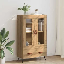 vidaXL Skåp Artisan Ek 69,5 x 31 x 115 cm Konstruerat trä och glas