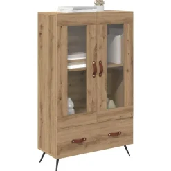vidaXL Skåp Artisan Ek 69,5 x 31 x 115 cm Konstruerat trä och glas