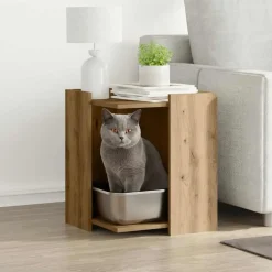 Outlet vidaXL Skåp för kattlåda ek 42x42x51 cm konstruerat trä artisan ek