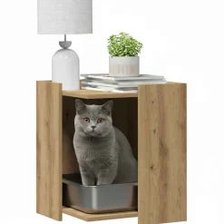 Outlet vidaXL Skåp för kattlåda ek 42x42x51 cm konstruerat trä artisan ek