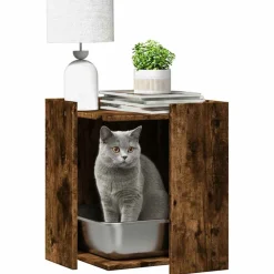 vidaXL Skåp för kattlåda rökfärgad ek 42x42x51 cm konstruerat trä