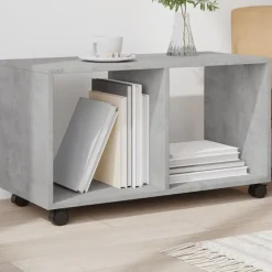 vidaXL Skåp med hjul betonggrå 72x33x42,5 cm konstruerat trä
