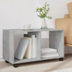 vidaXL Skåp med hjul betonggrå 72x33x42,5 cm konstruerat trä