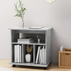 Hot vidaXL Skåp med hjul 60x45x60 cm konstruerat trä Betonggrå