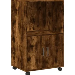Discount vidaXL Skåp med hjul 55x40x91 cm konstruerat trä Rökfärgad ek