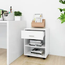 Sale vidaXL Skåp med hjul 46x36x59 cm konstruerat trä Vit