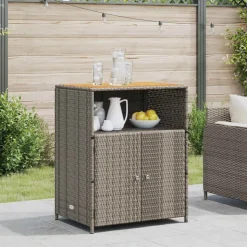 vidaXL Skåp med hylla Grå 70 x 50 x 87 cm Polyester och Roly Rattan