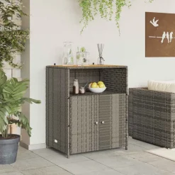 vidaXL Skåp med hylla Grå 70 x 50 x 87 cm Polyester och Roly Rattan