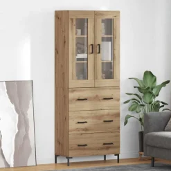 Clearance vidaXL Skåp med låda 2 pcs Konstruerat trä artisan ek