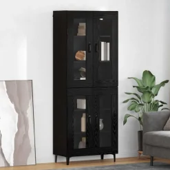 vidaXL Skåp Väggmonterad Svart Ek 69,5 x 34 x 180 cm Konstruerat trä