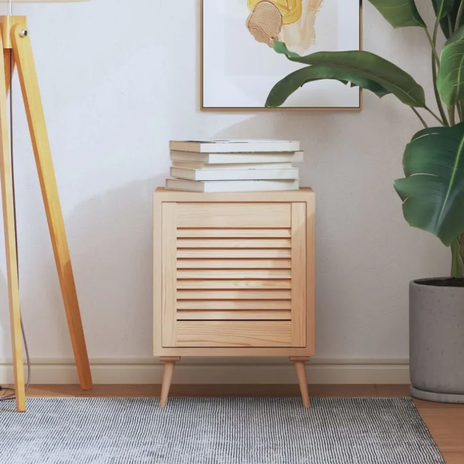 Discount vidaXL Skåplucka lamelldesign 39,5x39,4 cm massiv furu Naturfärg