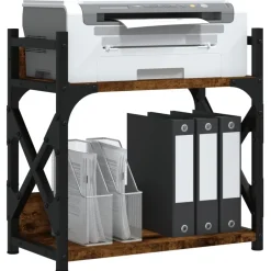 Clearance vidaXL Skrivarställ 2 hyllor 40x20x40 cm konstruerat trä Rökfärgad ek