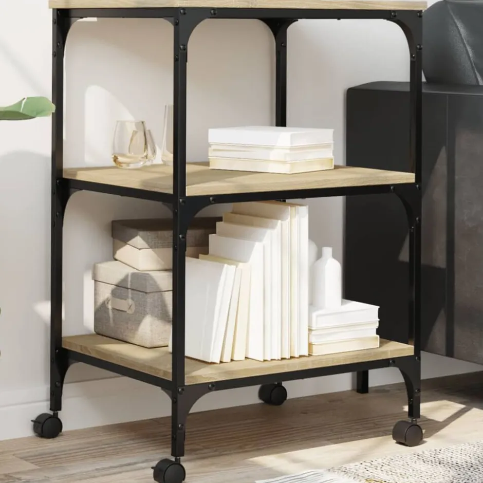 Discount vidaXL Skrivarställ 3 hyllor sonoma-ek 50x41x75 cm konstruerat trä Sonoma ek