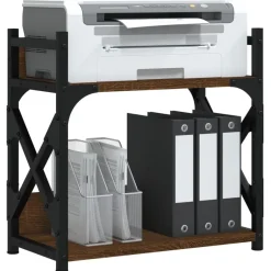 Discount vidaXL Skrivarställ 2 hyllor 40x20x40 cm konstruerat trä brun ek