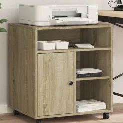 vidaXL Skrivarställ med hjul sonoma-ek 60x50x67 cm