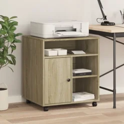vidaXL Skrivarställ med hjul sonoma-ek 60x50x67 cm