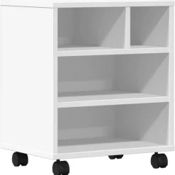 vidaXL Skrivarställ med hjul vit 41x32x48 cm