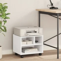 vidaXL Skrivarställ med hjul vit 41x32x34,5 cm
