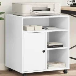 vidaXL Skrivarställ med hjul vit 60x50x67 cm