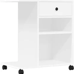 vidaXL Skrivarställ med hjul vit 60x40x68,5 cm