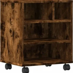 Hot vidaXL Skrivarställ med hjul 41x32x48 cm Rökfärgad ek