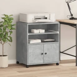 Clearance vidaXL Skrivarställ med hjul 60x48x74 cm Betonggrå