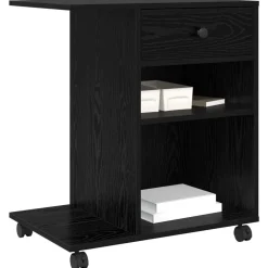 vidaXL Skrivarställ Svart Ek 60 x 40 x 68.5 cm Konstruerat trä