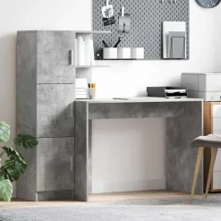 vidaXL Skrivbord 2 pcs Betonggrå