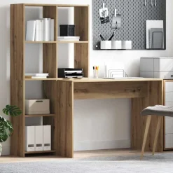vidaXL Skrivbord Artisan Ek 138,5 x 55 x 143 cm Konstruerat trä