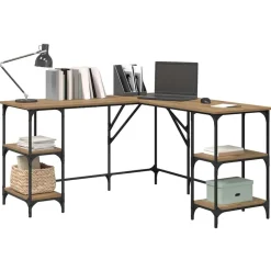 vidaXL Skrivbord Artisan Ek 139 x 139 x 75 cm Konstruerat trä