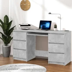 vidaXL Skrivbord betonggrå 140x50x77 cm konstruerat trä
