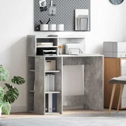 vidaXL Skrivbord 90 x 48 x 101,5 cm Konstruerat trä Betonggrå