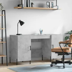 vidaXL Skrivbord betonggrå 140x50x75 cm konstruerat trä