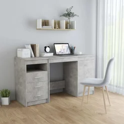vidaXL Skrivbord betonggrå 140x50x76 cm konstruerat trä
