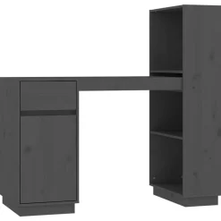 vidaXL Skrivbord grå 110x53x117 cm massiv furu