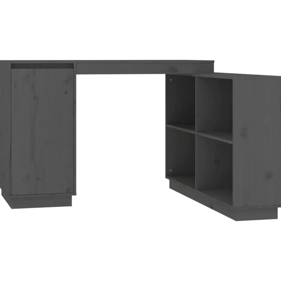 vidaXL Skrivbord 110x50x75 cm massiv furu Grå