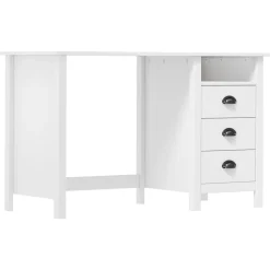 vidaXL Skrivbord Hill med 3 lådor 120x50x74 cm massiv furu