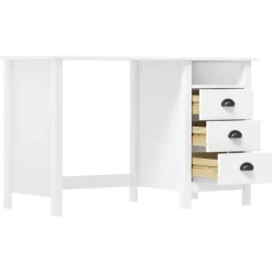 vidaXL Skrivbord Hill med 3 lådor 120x50x74 cm massiv furu