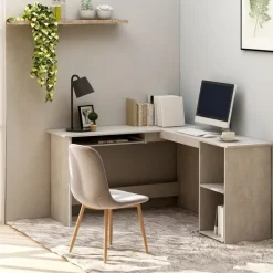 Best vidaXL Skrivbord L-format 120x140x75 cm konstruerat trä Betonggrå