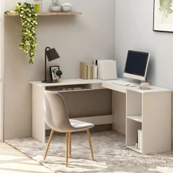 vidaXL Skrivbord L-format vit 120x140x75 cm konstruerat trä