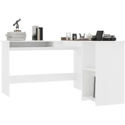 vidaXL Skrivbord L-format vit 120x140x75 cm konstruerat trä