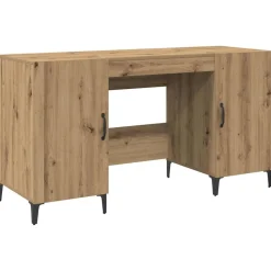 vidaXL Skrivbord med dörr Artisan Ek 140 x 50 x 75 cm Konstruerat trä
