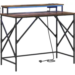 vidaXL Skrivbord med hylla Rökt ek 100 x 50 x 86,5 cm Konstruerat trä