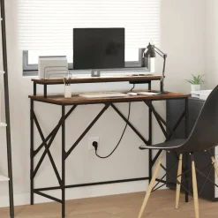 vidaXL Skrivbord med hylla Rökt ek 100 x 50 x 86,5 cm Konstruerat trä