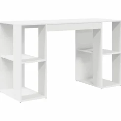 Hot vidaXL Skrivbord med hylla 130 x 50,5 x 75 cm Konstruerat trä Vit