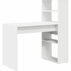 vidaXL Skrivbord med hylla Vit 113 x 54 x 120 cm Konstruerat trä