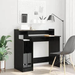 Discount vidaXL Skrivbord med hylla 97 x 45 x 90 cm Konstruerat trä Svart ek