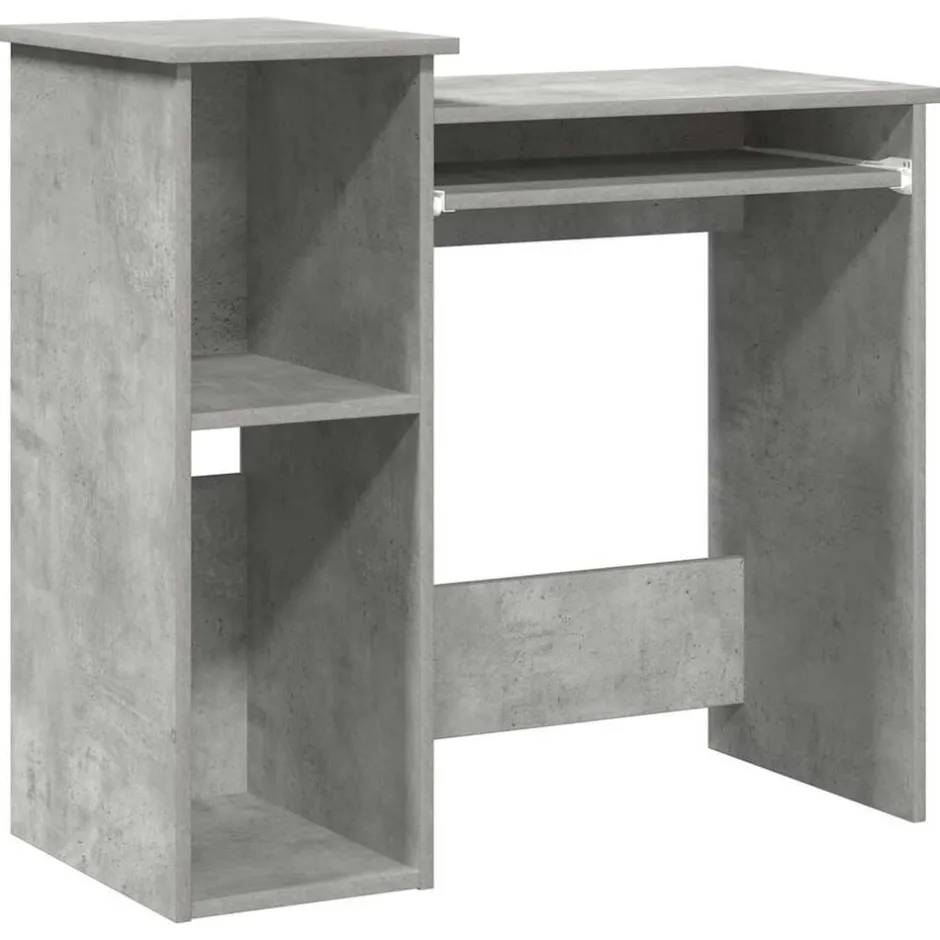 Outlet vidaXL Skrivbord med hyllor 84x40x78 cm konstruerat trä Betonggrå